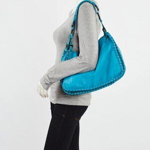 Bottega Veneta Blue Cervo Leather/Snakeskin Tote Bag